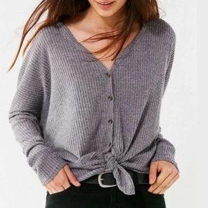 Urban Outfitters/Out From Under Waffle Button Up XS Heather Grey
